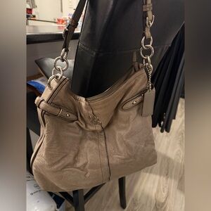 Coach Taupe Leather Shoulder Bag
